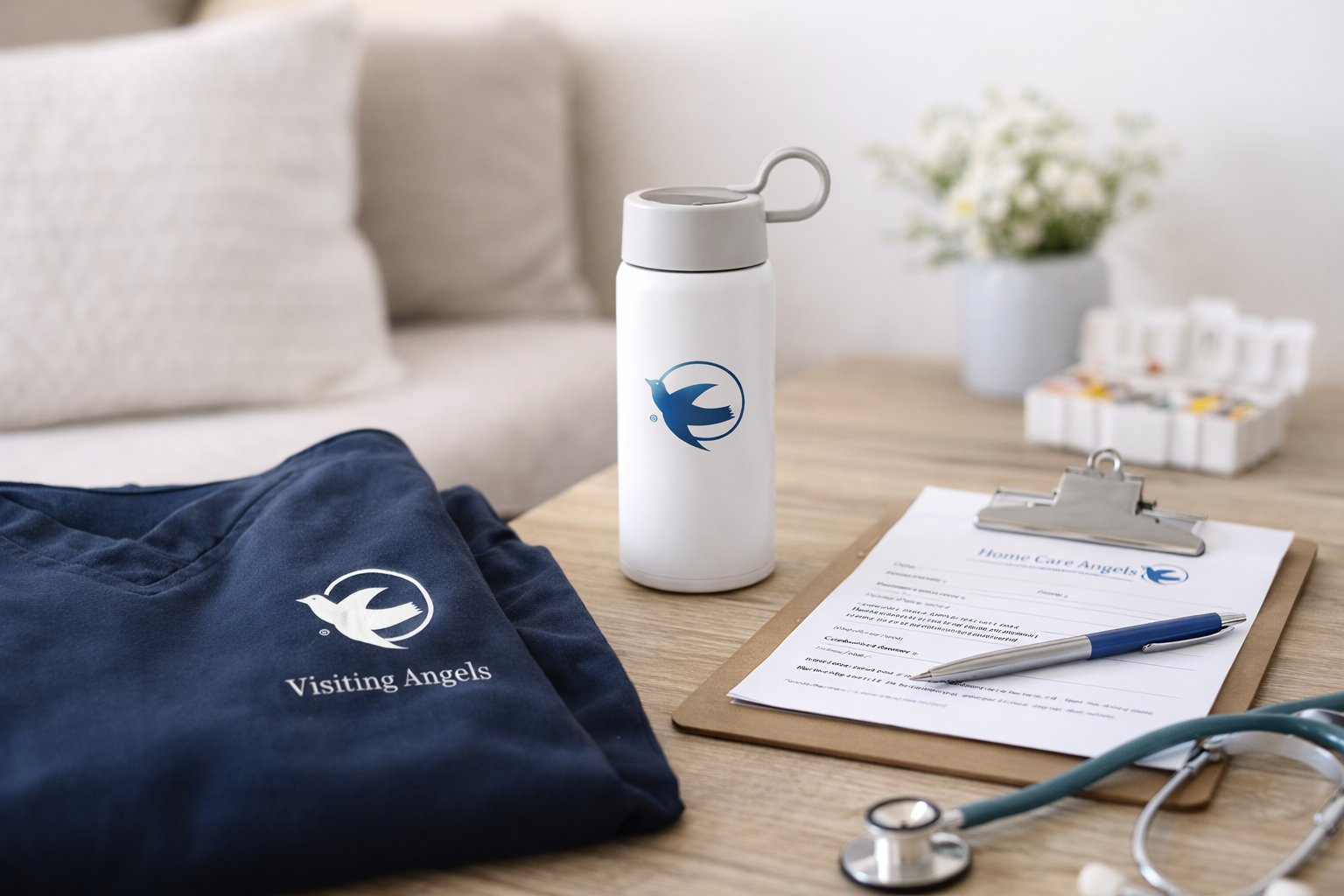 Employee merch kit flat lay